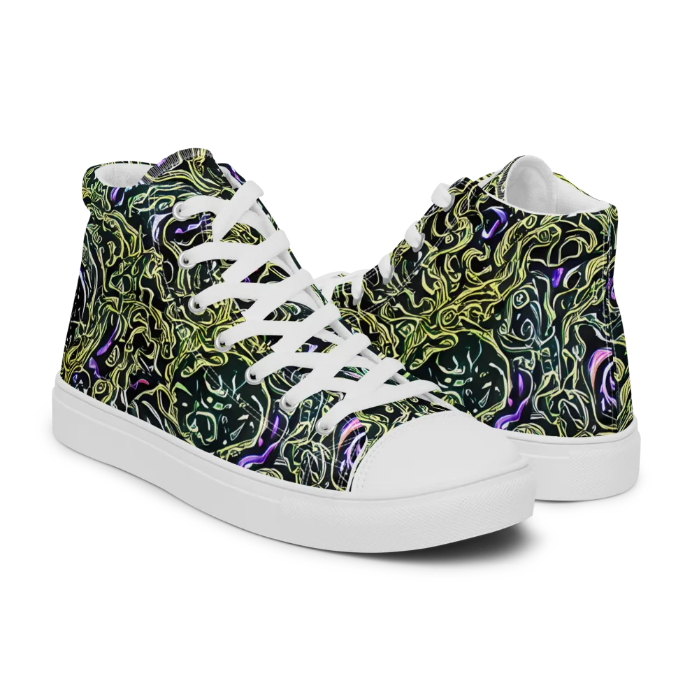 Lunar Labyrinth on Men's High Top Canvas Shoes — Right