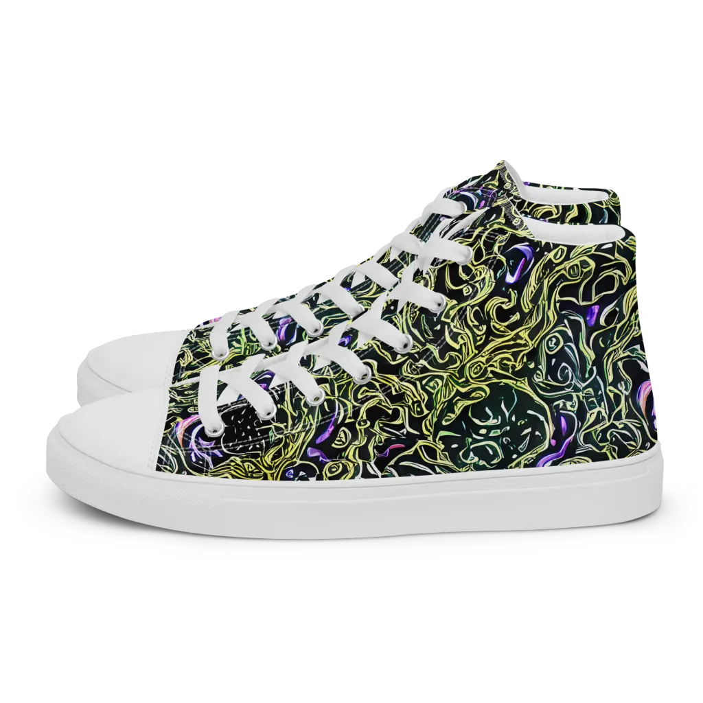 Lunar Labyrinth on Women's High Top Canvas Shoes — Left