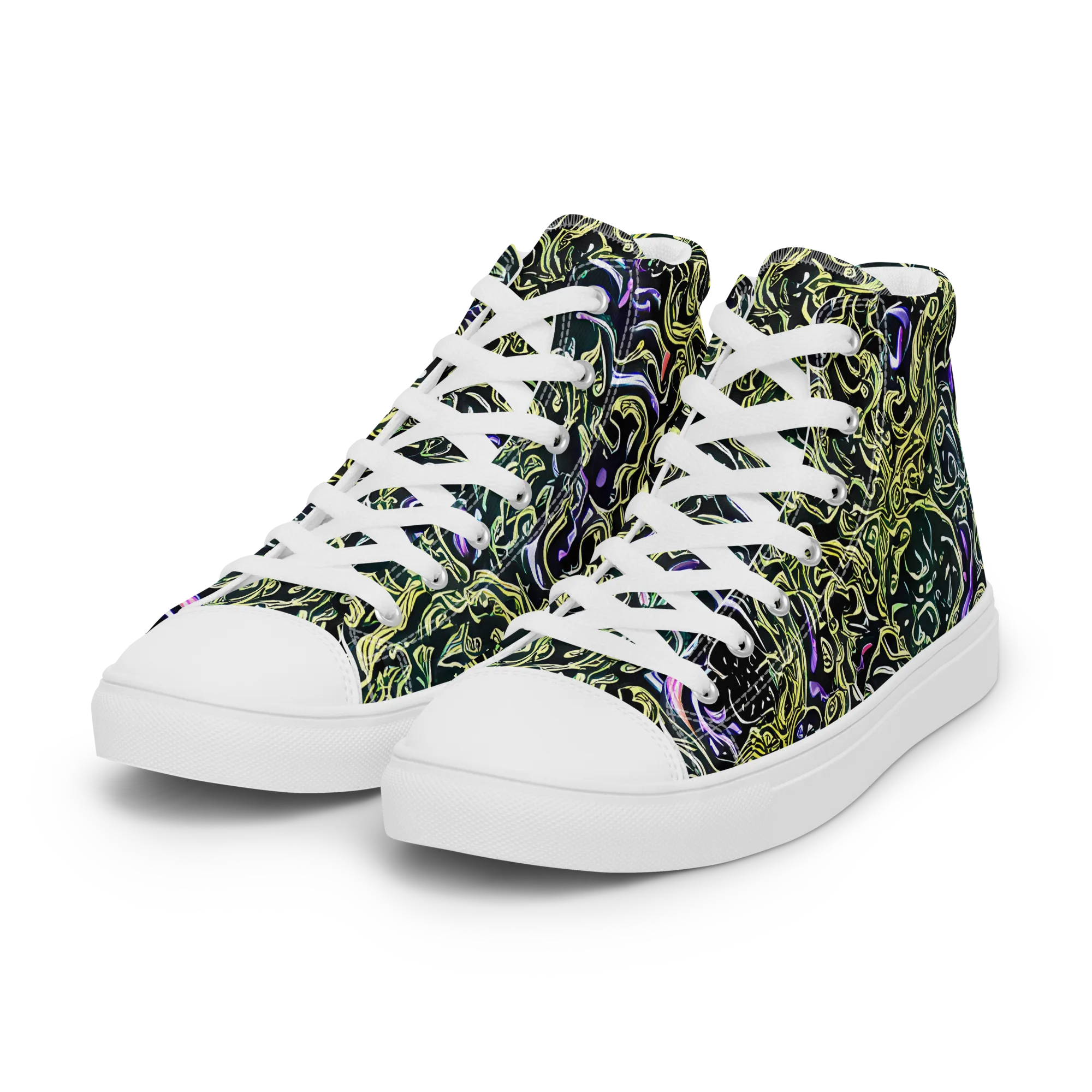 Lunar Labyrinth on Women's High Top Canvas Shoes — Left Front