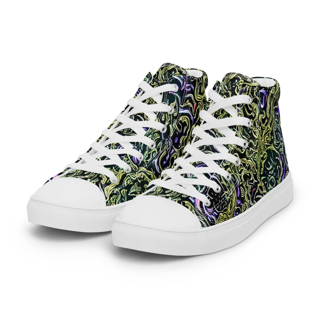 Lunar Labyrinth on Women's High Top Canvas Shoes — Left Front