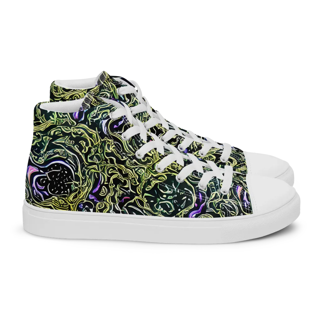 Lunar Labyrinth on Women's High Top Canvas Shoes — Right