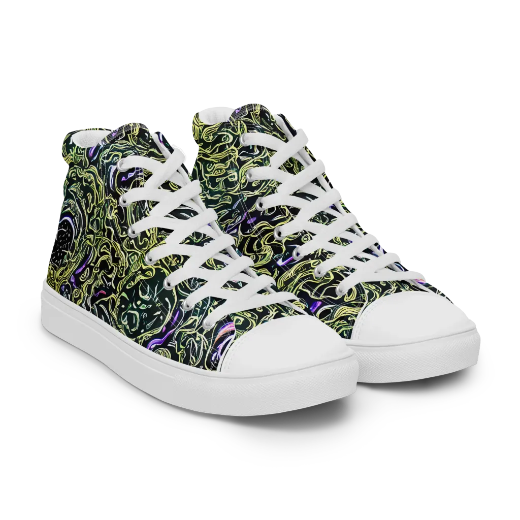 Lunar Labyrinth on Women's High Top Canvas Shoes — Right Front