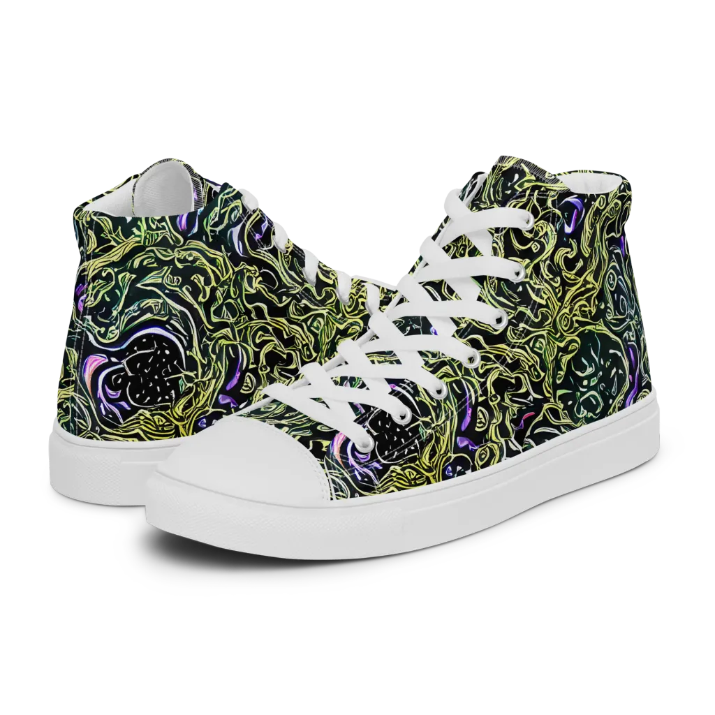 Lunar Labyrinth on Women's High Top Canvas Shoes — Left