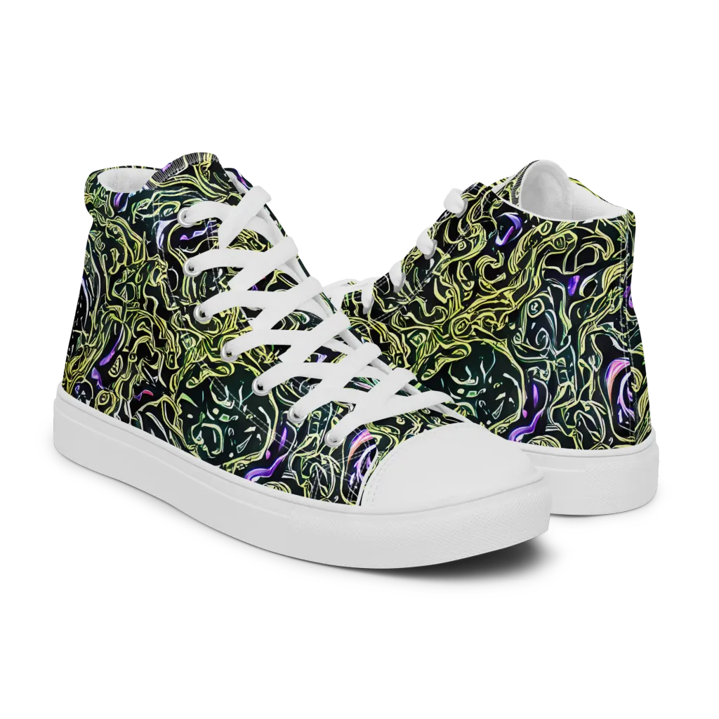 Lunar Labyrinth on Women's High Top Canvas Shoes — Right