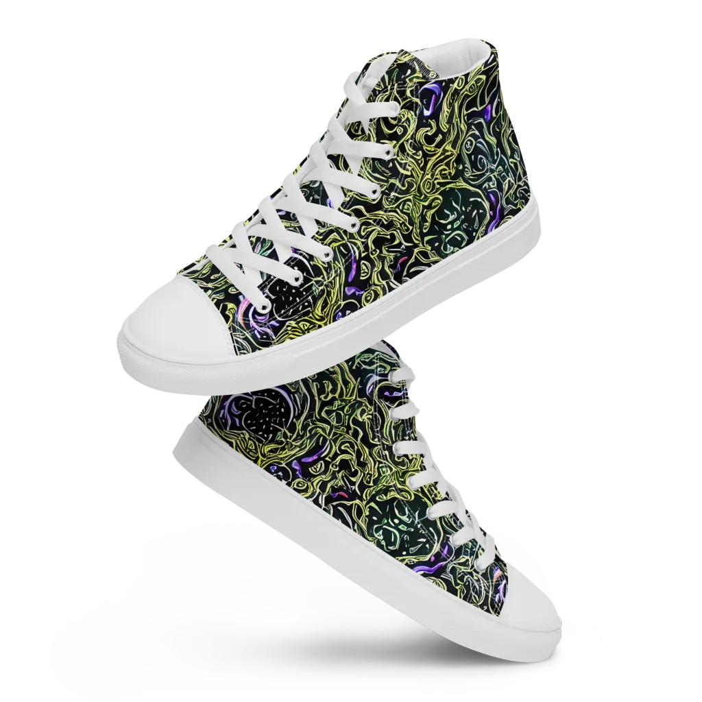 Lunar Labyrinth on Women's High Top Canvas Shoes — Front