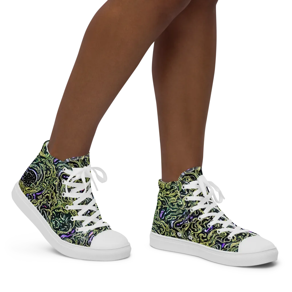 Lunar Labyrinth on Women's High Top Canvas Shoes — Right