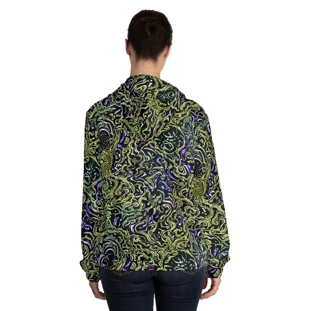 Lunar Labyrinth on Women's Full-Zip Hoodie — Back On Person