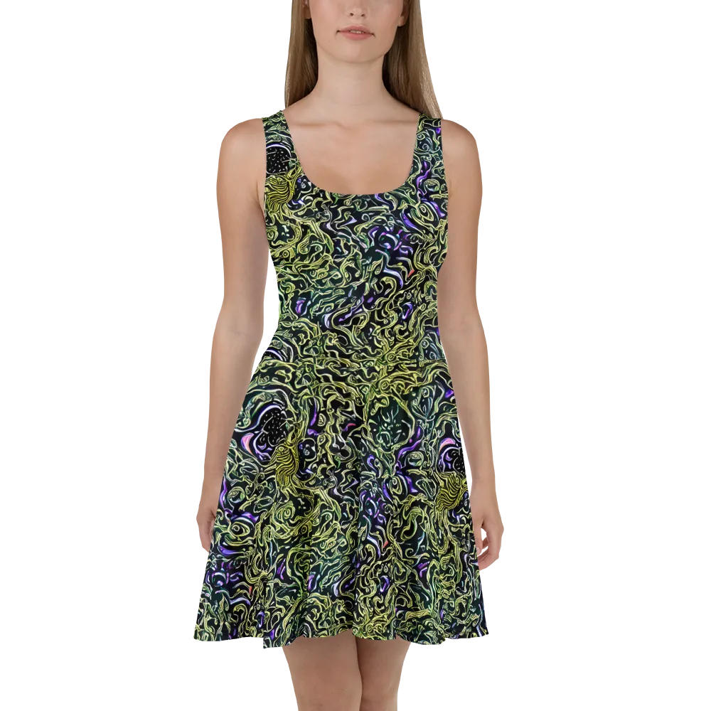Lunar Labyrinth on Skater Dress — Front