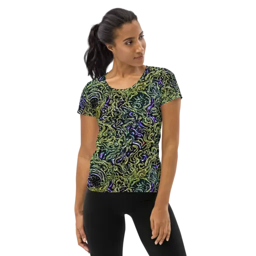Lunar Labyrinth on a Women's Athletic T-Shirt