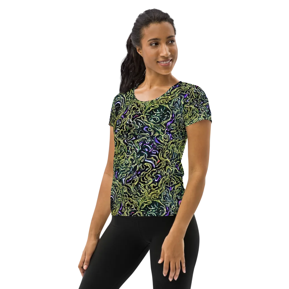 Lunar Labyrinth on Women's Athletic T-Shirt — Left