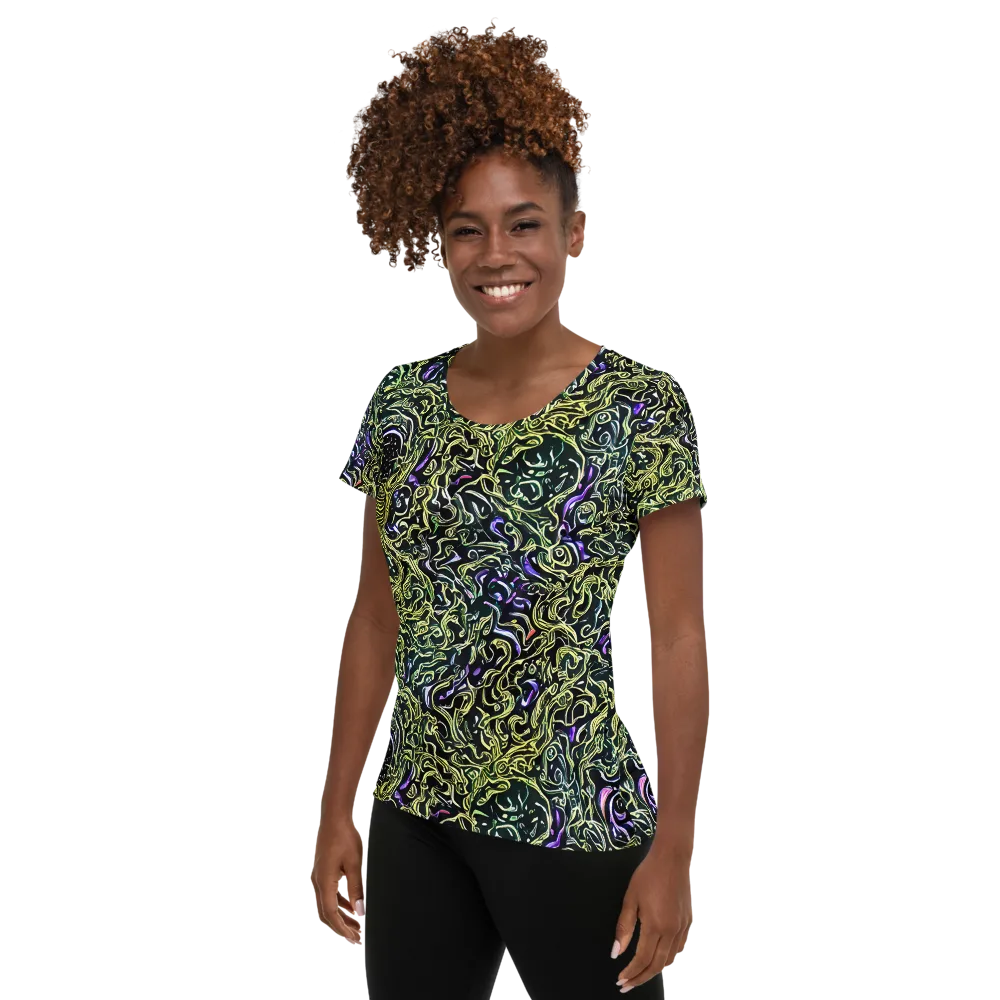Lunar Labyrinth on Women's Athletic T-Shirt — Left