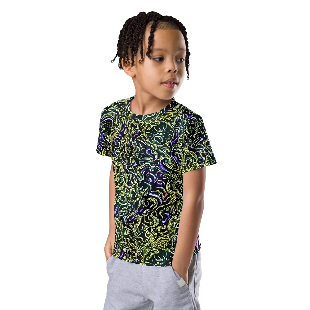 Lunar Labyrinth on Kids Crew Neck T-Shirt — Left Front