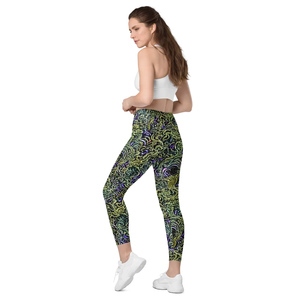 Lunar Labyrinth on Leggings with Pockets — Left Back