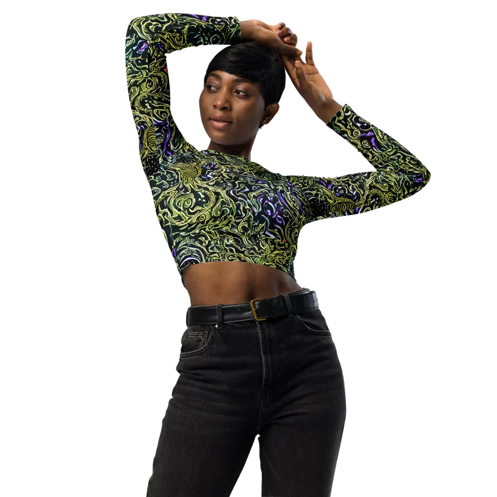 Lunar Labyrinth on Long Sleeve Crop Top — Front