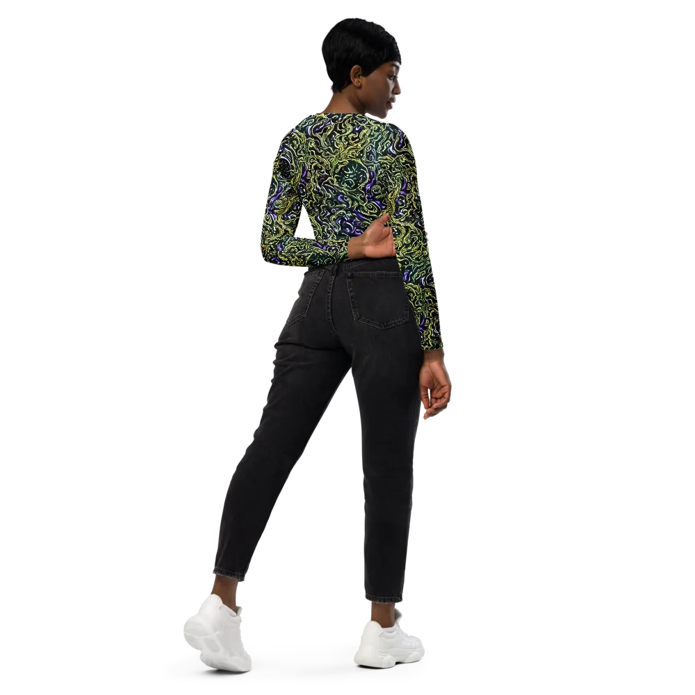 Lunar Labyrinth on Long Sleeve Crop Top — Right Back