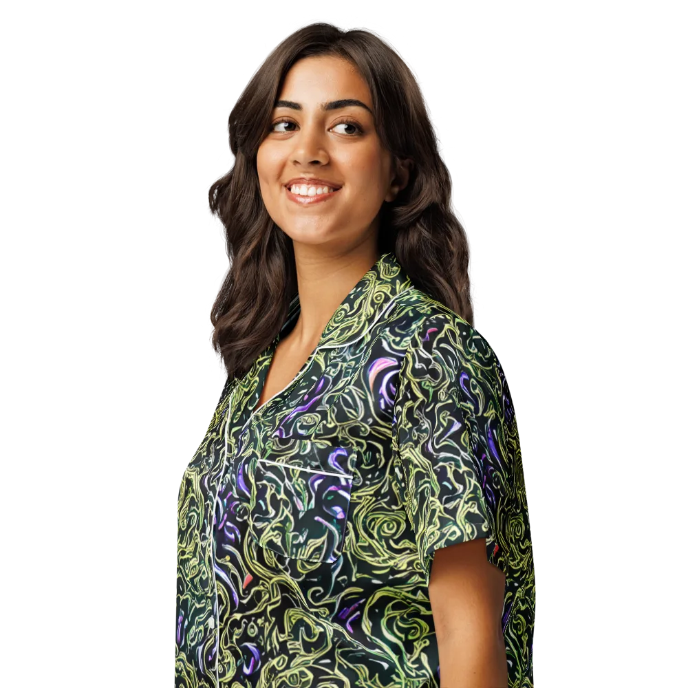 Lunar Labyrinth on Women's Short Sleeve Pajama Top — Left Front
