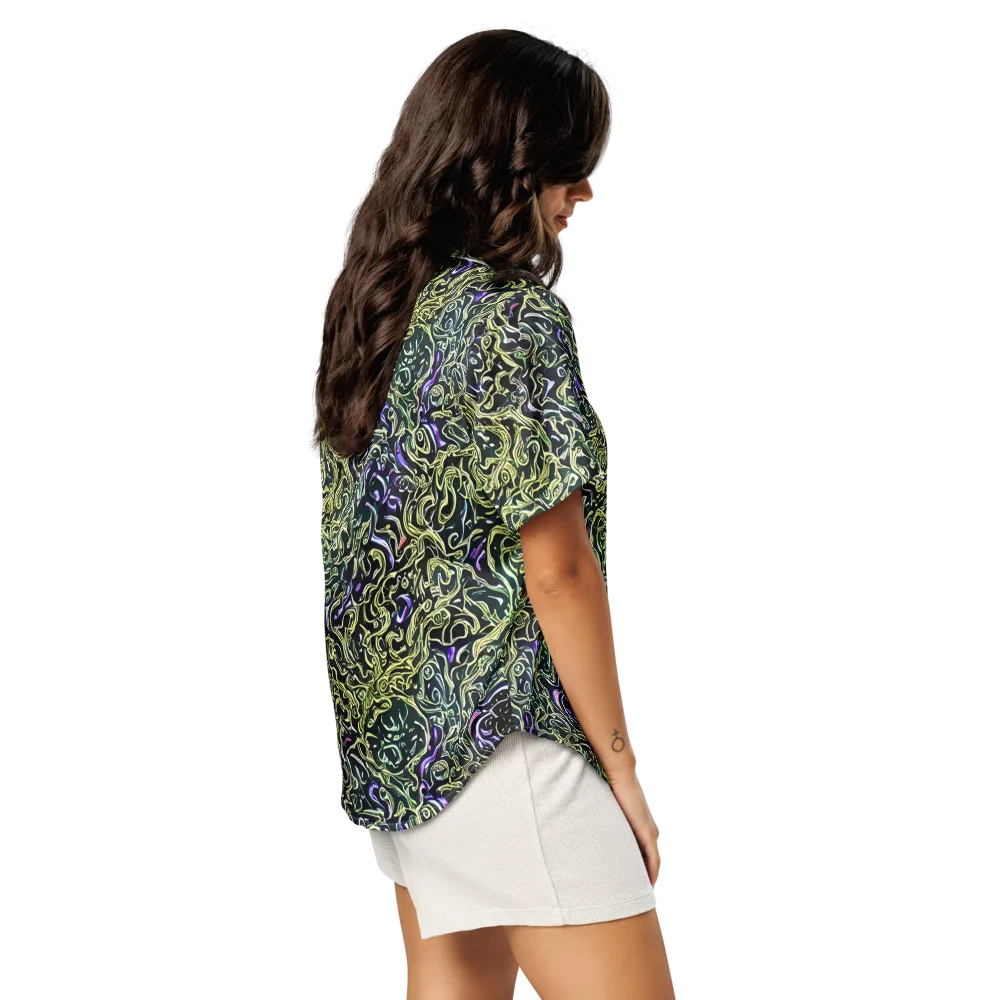 Lunar Labyrinth on Women's Short Sleeve Pajama Top — Right Back
