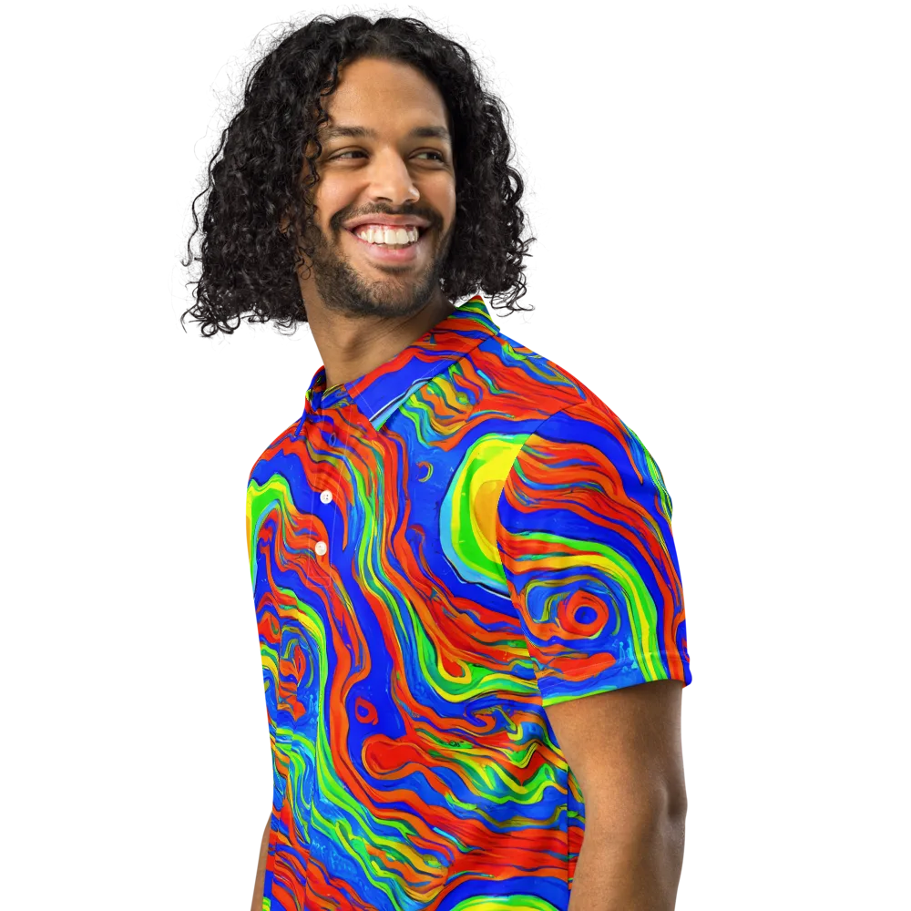 Citrus Maelstrom on Men's Slim Fit Polo Shirt — Left Front