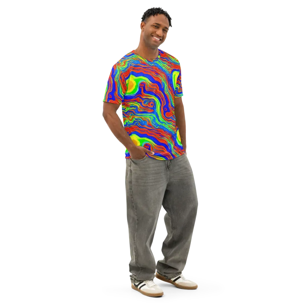 Citrus Maelstrom on Men's Cotton Crew Neck T-Shirt — Right Front
