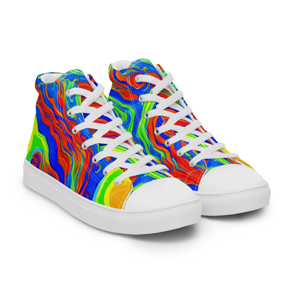 Citrus Maelstrom on Men's High Top Canvas Shoes — Right Front