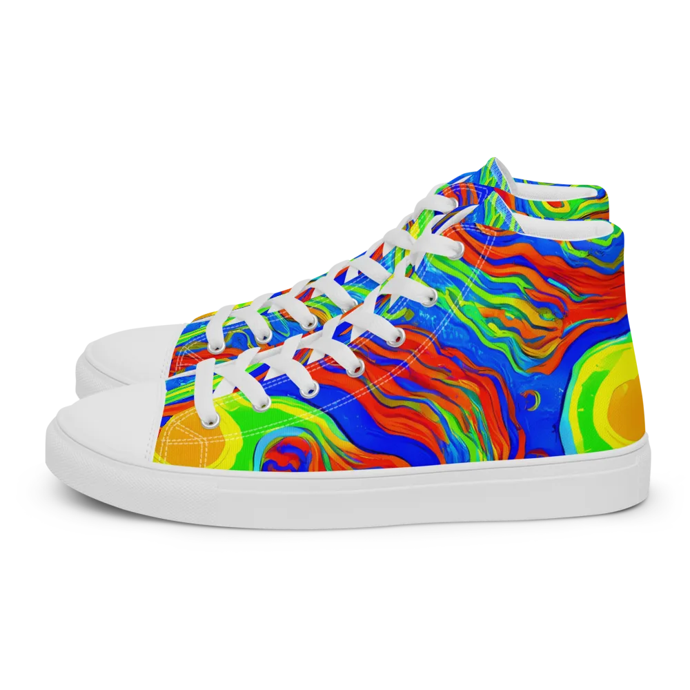 Citrus Maelstrom on Men's High Top Canvas Shoes — Left