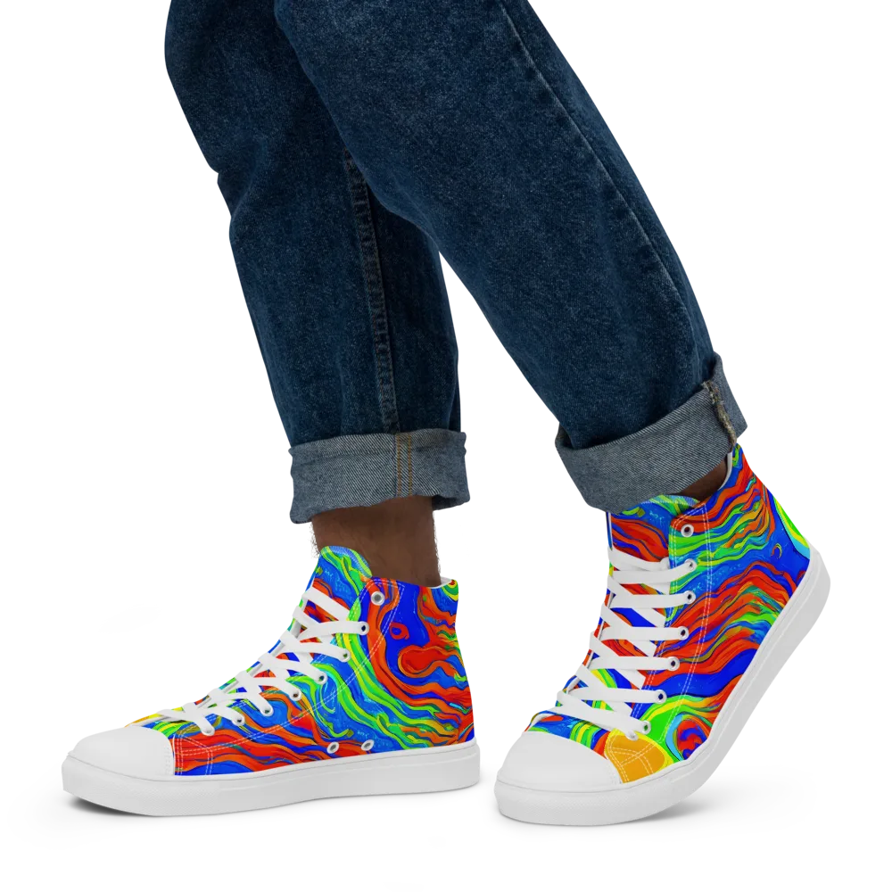 Citrus Maelstrom on Men's High Top Canvas Shoes — Left