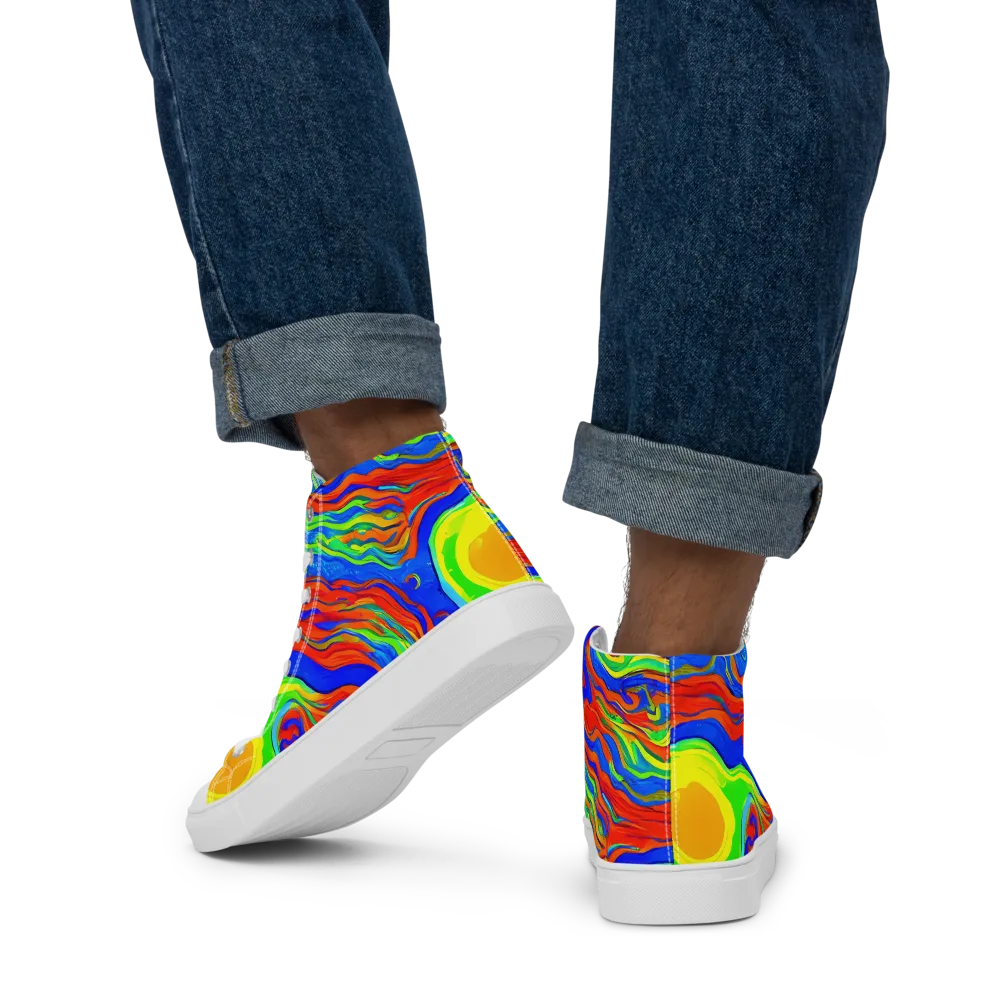 Citrus Maelstrom on Men's High Top Canvas Shoes — Back