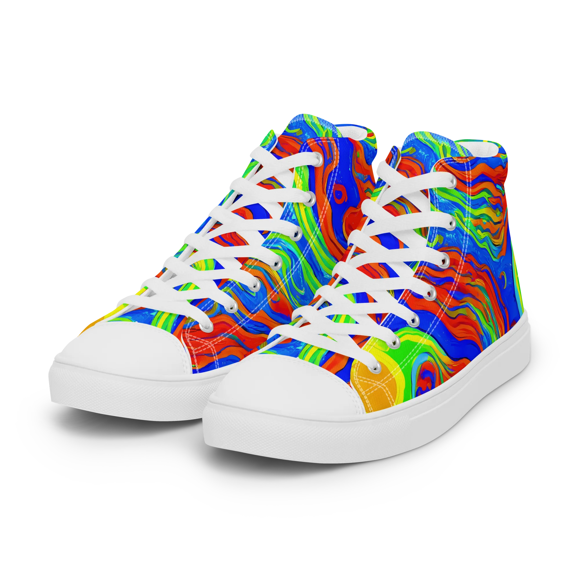 Citrus Maelstrom on Women's High Top Canvas Shoes — Left Front