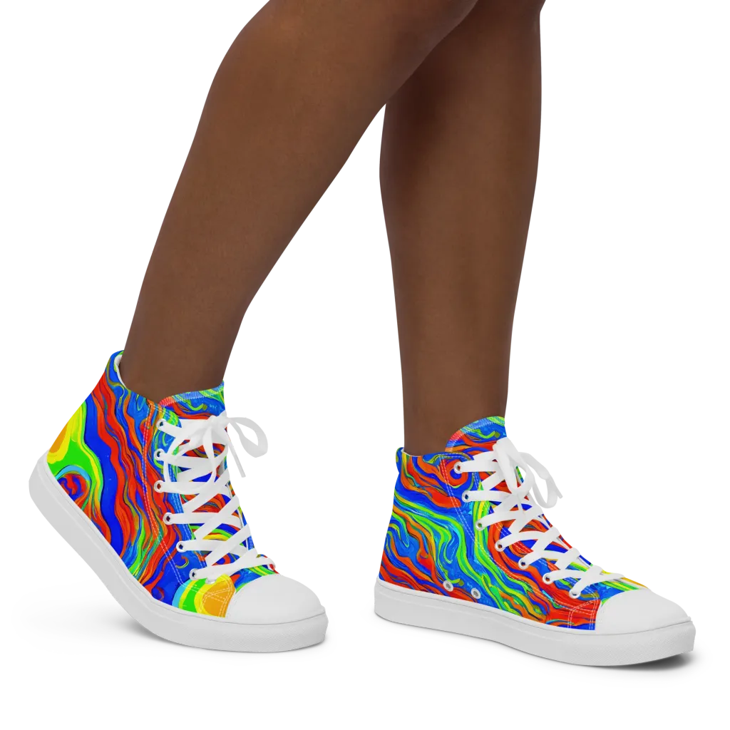 Citrus Maelstrom on Women's High Top Canvas Shoes — Right