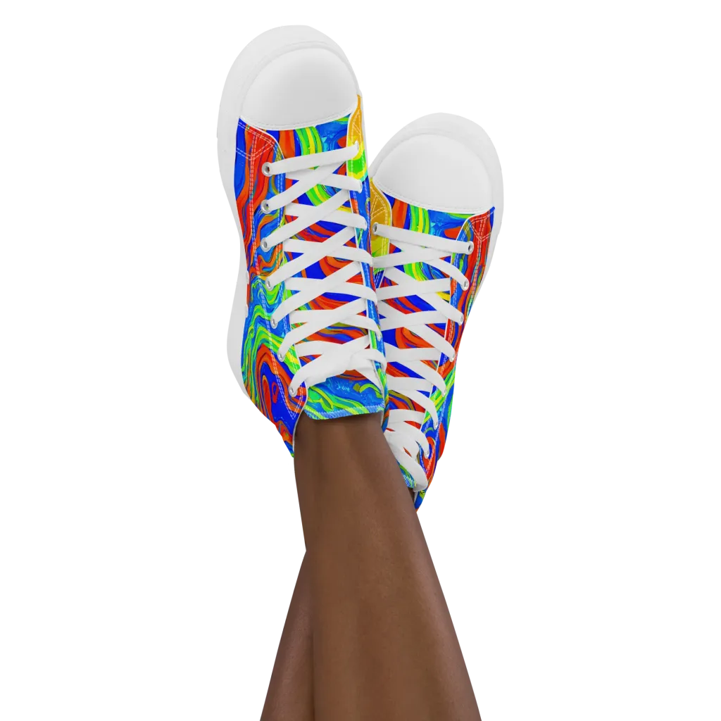 Citrus Maelstrom on Women's High Top Canvas Shoes — Front