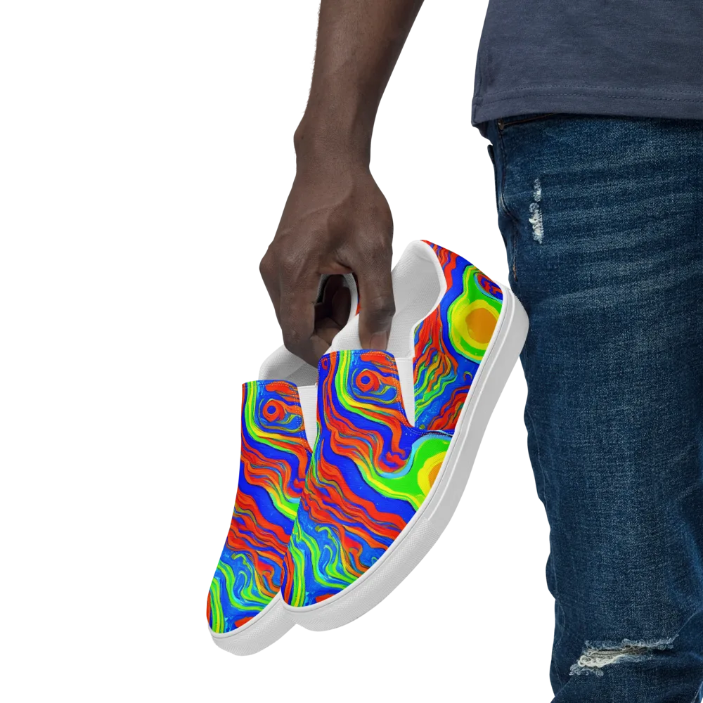 Citrus Maelstrom on Men's Slip-On Canvas Shoes — Left Front