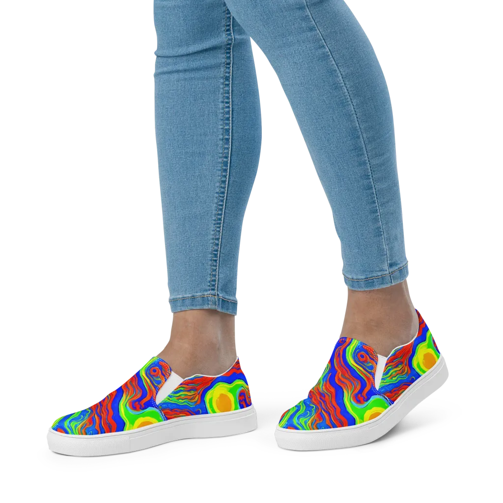Citrus Maelstrom on Women's Slip-On Canvas Shoes — Front