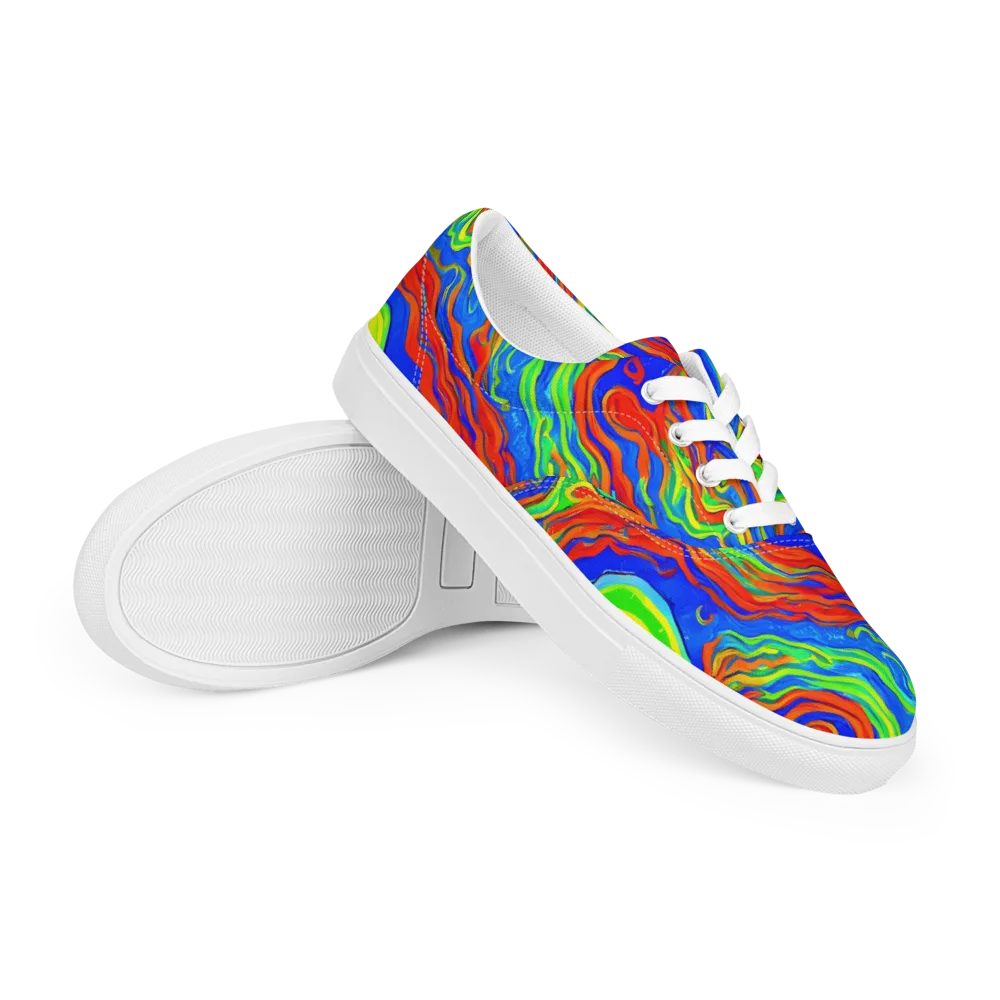 Citrus Maelstrom on Men's Lace-Up Canvas Shoes — Right Front