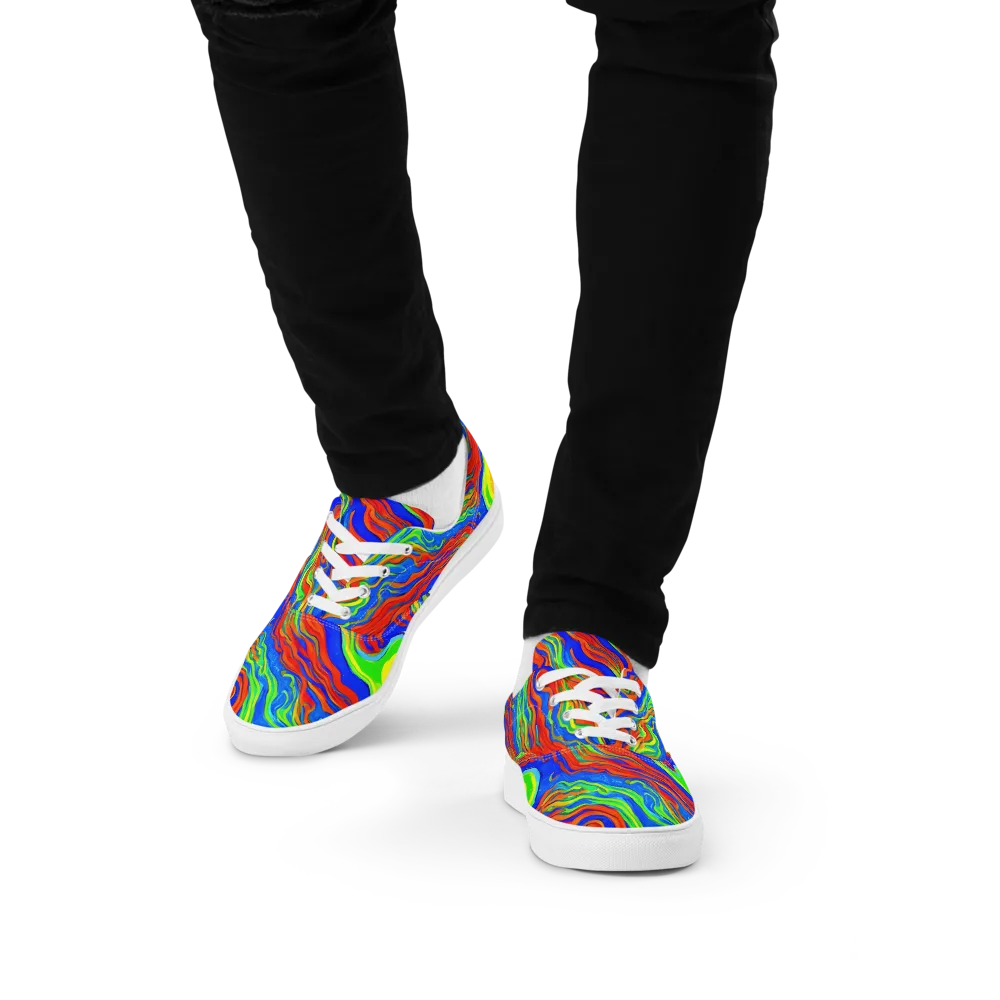 Citrus Maelstrom on Men's Lace-Up Canvas Shoes — Front