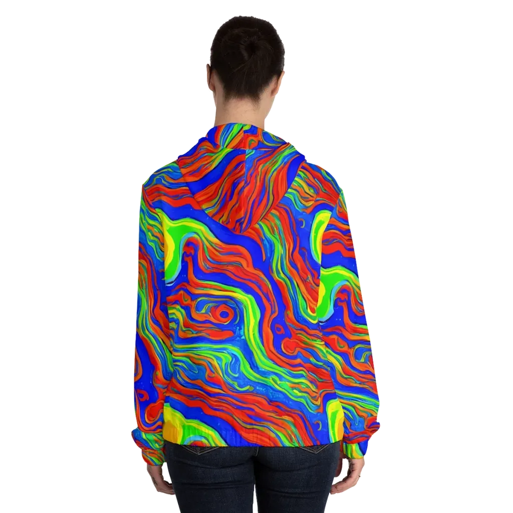 Citrus Maelstrom on Women's Full-Zip Hoodie — Back On Person