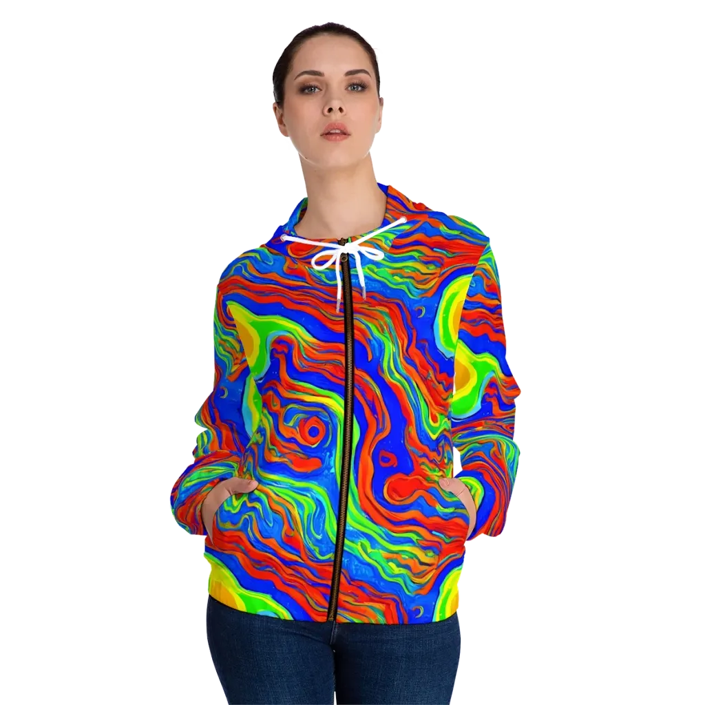 Citrus Maelstrom on Women's Full-Zip Hoodie — Front On Person