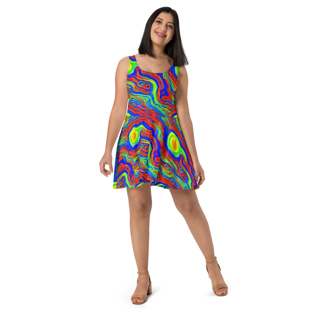 Citrus Maelstrom on Skater Dress — Front