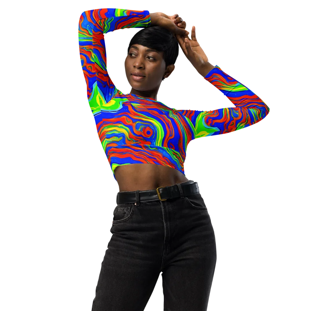 Citrus Maelstrom on Long Sleeve Crop Top — Front