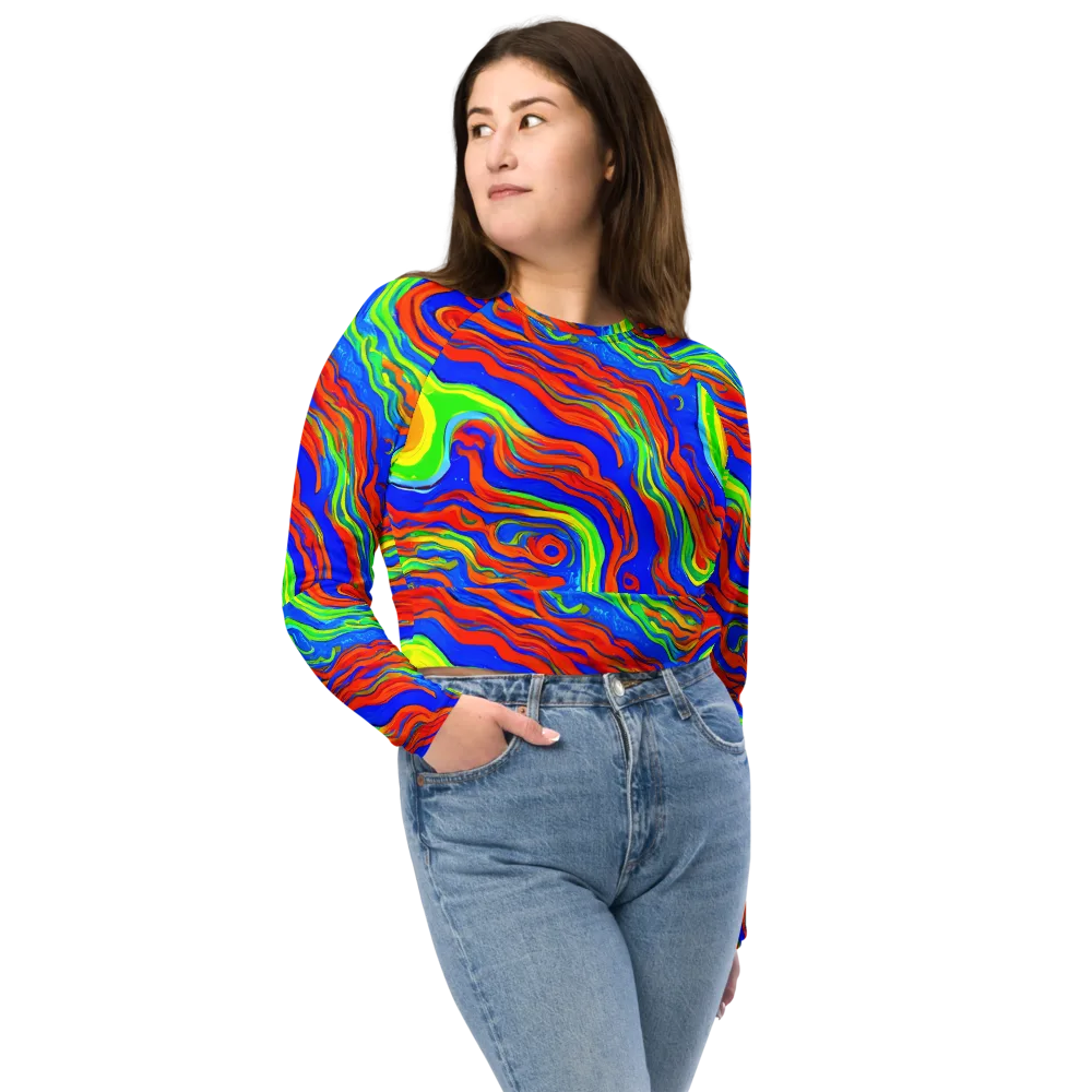 Citrus Maelstrom on Long Sleeve Crop Top — Front