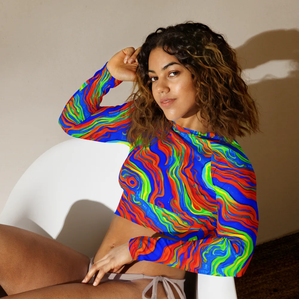 Citrus Maelstrom on Long Sleeve Crop Top — Left Front