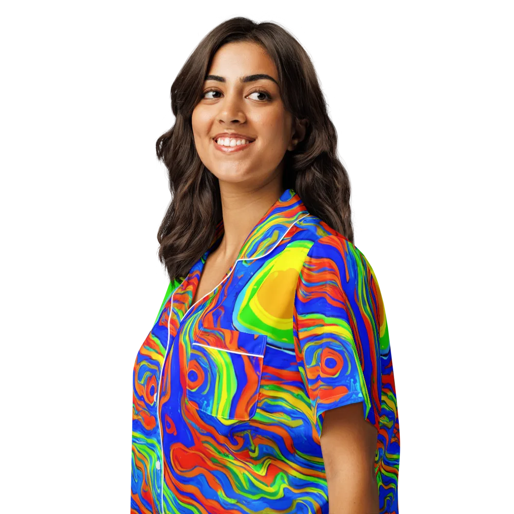 Citrus Maelstrom on Women's Short Sleeve Pajama Top — Left Front