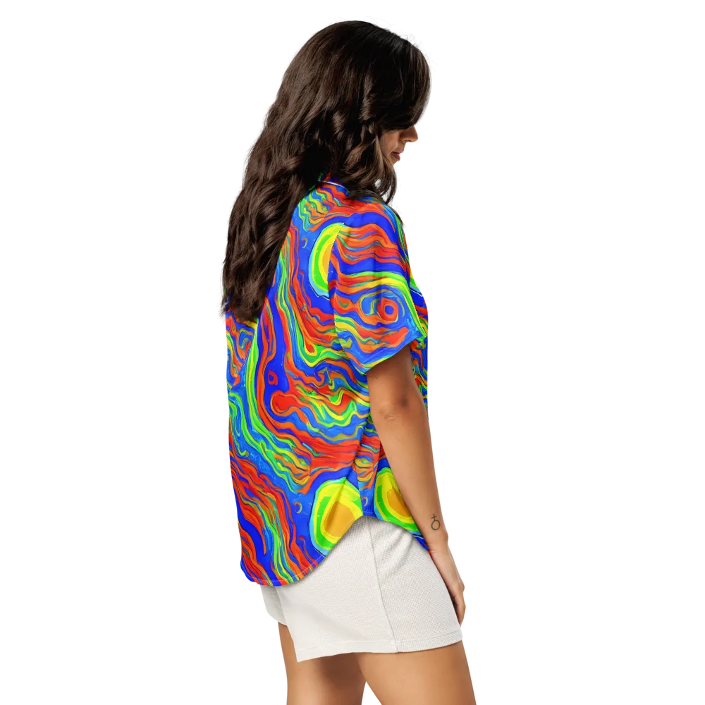 Citrus Maelstrom on Women's Short Sleeve Pajama Top — Right Back