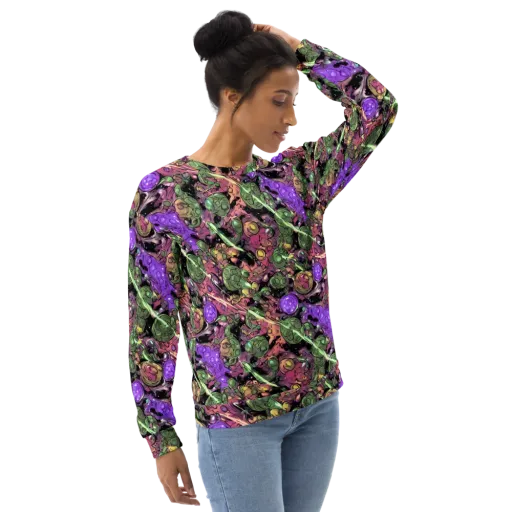 Violet Organica on a Sweatshirt