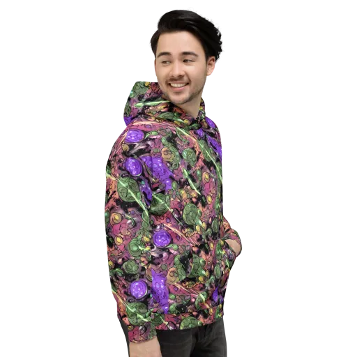 Violet Organica on a Hoodie