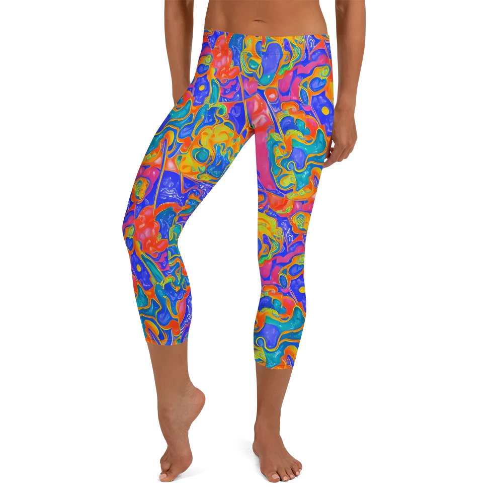 Flamewave Mosaic on Capri Leggings — Front