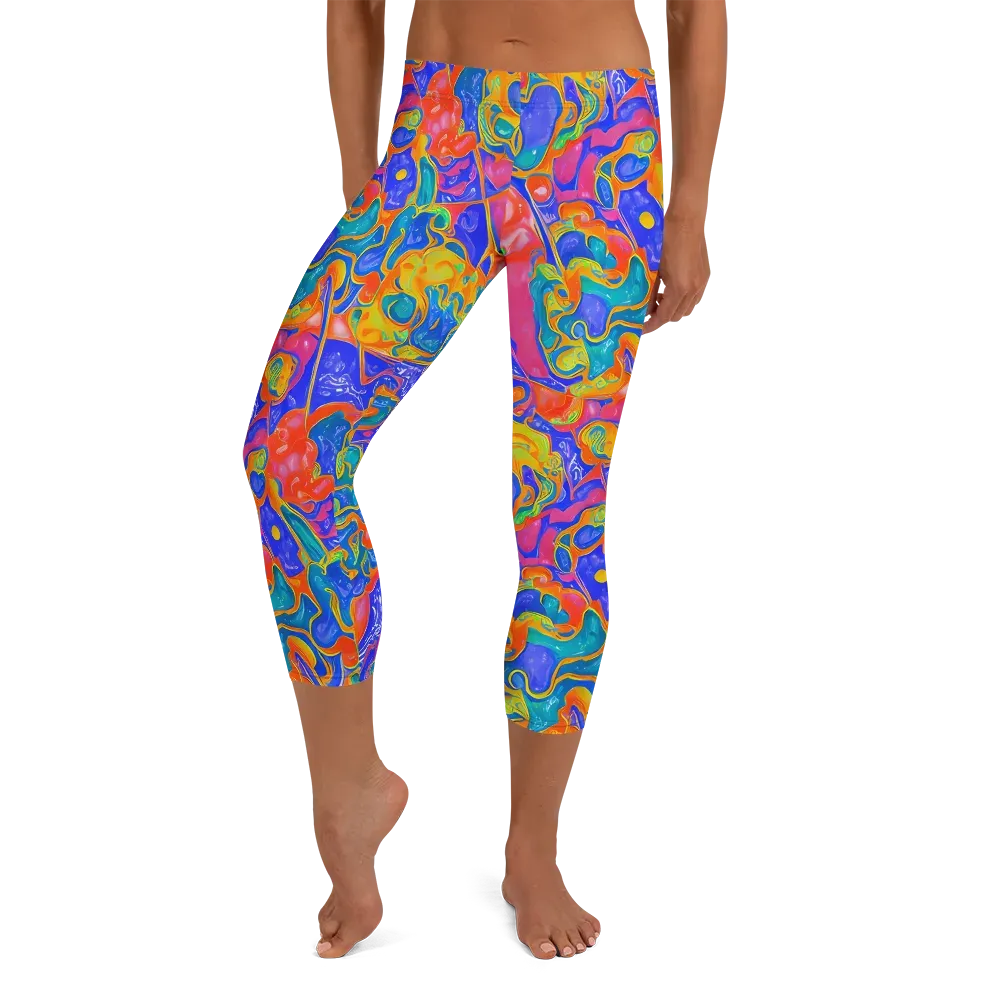 Flamewave Mosaic on Capri Leggings — Front