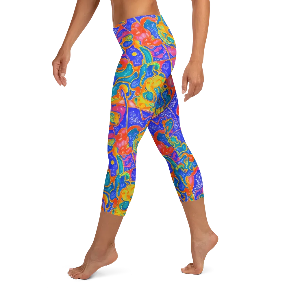 Flamewave Mosaic on Capri Leggings — Left