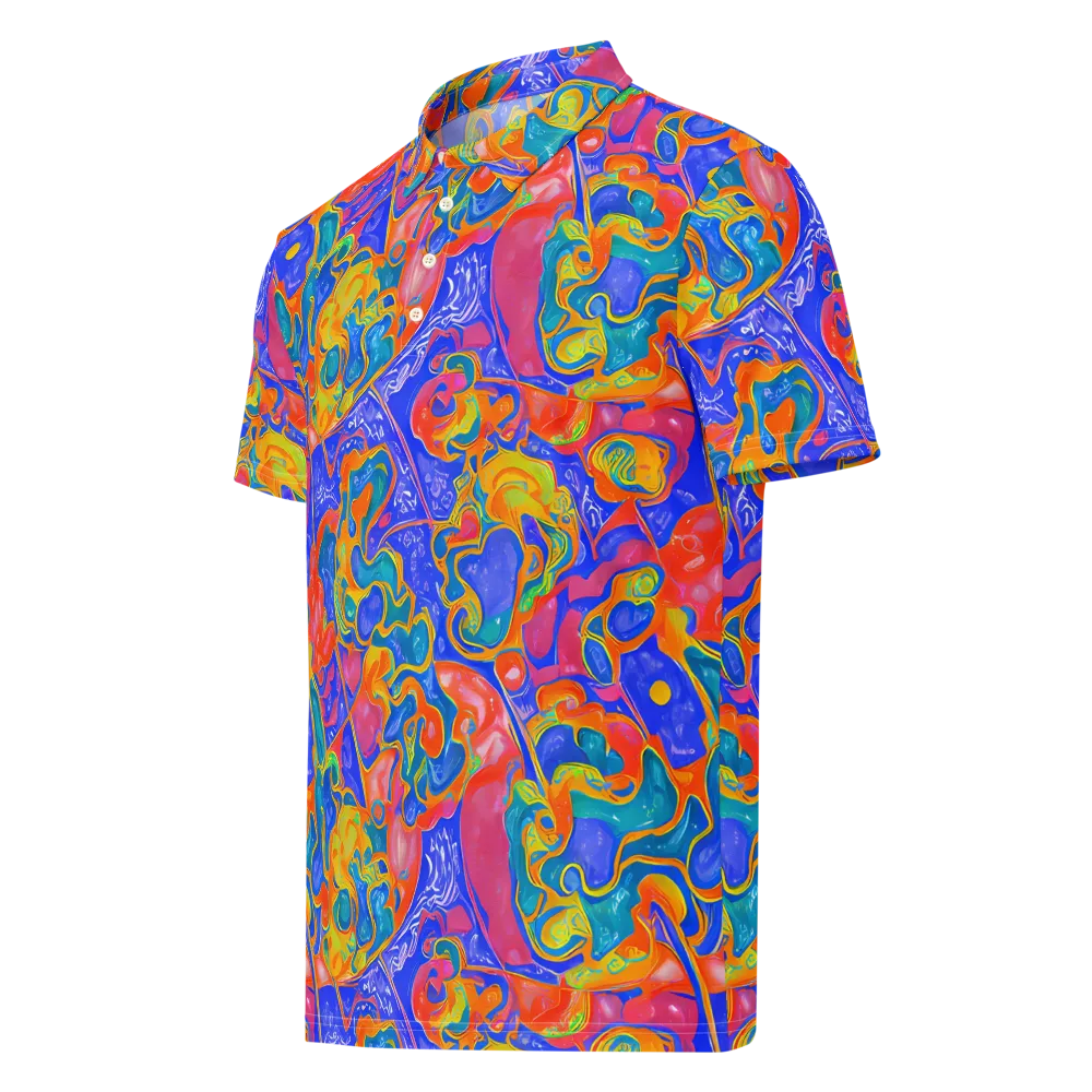 Flamewave Mosaic on Men's Slim Fit Polo Shirt — Left Front