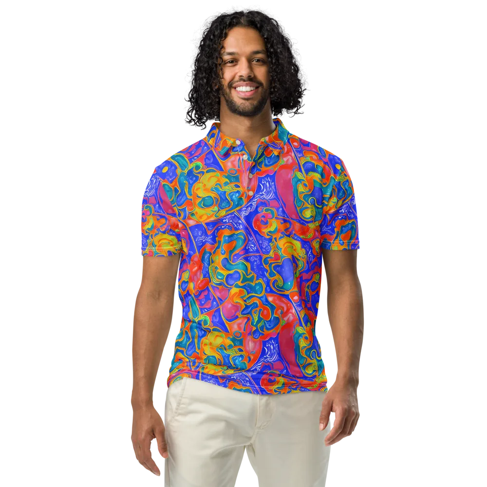 Flamewave Mosaic on Men's Slim Fit Polo Shirt — Front