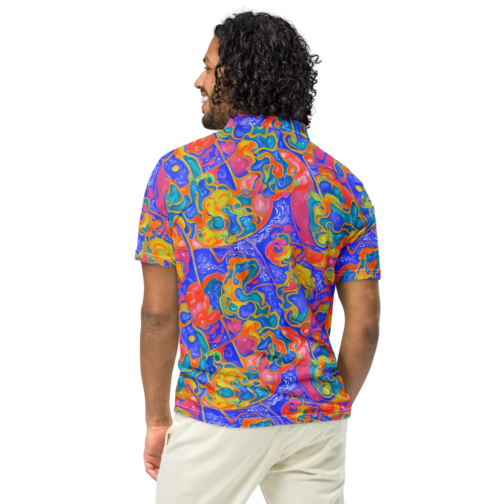 Flamewave Mosaic on Men's Slim Fit Polo Shirt — Back